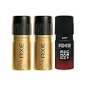 AXE Deodorant Gold Temptation Bodyspray for Men, 150ml (Pack of 2) with Recharge Bodyspray Game Face, 150ml