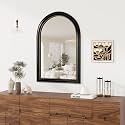 Axeman 24x36 Arched Wall Mirror, Decorative Bathroom Mirror, Traditional Vintage Wall Mounted Mirror with Beaded Frame for Accent Living Room Vanity Bedroom Entryway, Black