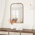 Axeman 24x36 Rounded Rectangular Wall Mirror, Decorative Bathroom Mirror, Traditional Vintage Wall Mounted Mirror with Beaded Frame for Accent Living Room Vanity Bedroom Entryway, Bronze