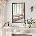 Axeman 32x48 Rectangular Wall Mirror, Decorative Bathroom Mirror, Traditional Vintage Wall Mounted Mirror with Beaded Frame for Accent Living Room Vanity Bedroom Entryway, Black