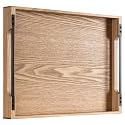 Axeman Wooden Serving Tray with Metal Handles|Ottoman Tray for Breakfast, Bed, Couch|17x13in Ash Wood Coffee Table Trays|Food Drinks Decorative Storage Boards for Ottoman Kitchen, Natural