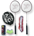 AXG NEW GOAL Scratchless A-2000 Badminton Racquets set Of 2 with 3 Plastic Shuttles and Net Badminton Kit