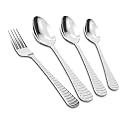 AXIOM Cutlery Set of 24 Pieces Stainless Steel Premium Silverware (6 Dessert Spoon, 6 Dessert Fork, 6 Tea Spoon, 6 Baby Spoon) Hammered Flatware Utensil for Multi-Purpose Usage and Various Sizes