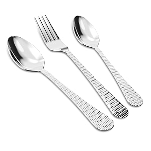 axiom stainless steel cutlery set of 6 dessert spoons 6 dessert fork 6 tea spoon hammered elegant design with gloss mirror finish 18 pieces set for home amp kitchen