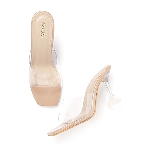 AXIUM Transparent Clear Hourglass Heels 3.5Inch