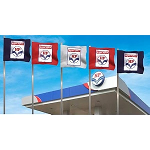 hindustan petroleum hpcl petrol pump promotional flag set set of 5 pcs 2 red 1 white 2 navy blue sizeflag approx 4434  4434