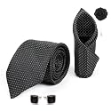 Axlon Tie for Men – Paisley Silk Neck Ties Set with Cufflinks Flower Pin, Pocket Square &amp; Black Gift Box, Combo Necktie Sets for Office Wear, Formal Suits &amp; Weddings (0, AXA9RX)
