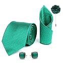 Axlon Tie for Men – Paisley Silk Neck Ties Set with Cufflinks Flower Pin, Pocket Square &amp; Black Gift Box, Combo Necktie Sets for Office Wear, Formal Suits &amp; Weddings (0, AXA9RX)