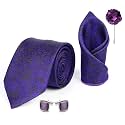 Axlon Tie for Men – Paisley Silk Neck Ties Set with Cufflinks Flower Pin, Pocket Square &amp; Black Gift Box, Combo Necktie Sets for Office Wear, Formal Suits &amp; Weddings (0, AXPARRX)