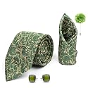Axlon Tie for Men – Paisley Silk Neck Ties Set with Cufflinks Flower Pin, Pocket Square &amp; Black Gift Box, Combo Necktie Sets for Office Wear, Formal Suits &amp; Weddings (0, AXPARRX)