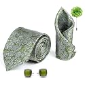 Axlon Tie for Men – Paisley Silk Neck Ties Set with Cufflinks Flower Pin, Pocket Square &amp; Black Gift Box, Combo Necktie Sets for Office Wear, Formal Suits &amp; Weddings (0, AXPARRX)