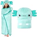 Axolotl Wearable Hooded Blanket for Adults - Super Soft Warm Cozy Plush Flannel Fleece &amp; Sherpa Hoodie Throw Cloak Wrap - Axolotl Gifts for Women Adults and Kids
