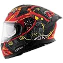 Axor Apex Ascetic Motorcycle Helmet | Triple Certified (ISI/DOT/ECE) | Bold Monkey Graphic, Anti-Scratch Visor, Lightweight &amp; Safe Design for Street and Touring Riders- Red Grey, Size: 2XL
