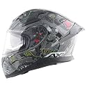 Axor Apex Ascetic Motorcycle Helmet | Triple Certified (ISI/DOT/ECE) | Bold Monkey Graphic, Anti-Scratch Visor, Lightweight & Safe Design for Street and Touring Riders- Red Grey, Size: 2XL