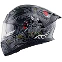 Axor Apex Ascetic Motorcycle Helmet | Triple Certified (ISI/DOT/ECE) | Bold Monkey Graphic, Anti-Scratch Visor, Lightweight &amp; Safe Design for Street and Touring Riders- Red Grey, Size: 2XL