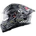 Axor Apex Ascetic Motorcycle Helmet | Triple Certified (ISI/DOT/ECE) | Bold Monkey Graphic, Anti-Scratch Visor, Lightweight &amp; Safe Design for Street and Touring Riders- Red Grey, Size: 2XL