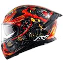 Axor Apex Ascetic Motorcycle Helmet | Triple Certified (ISI/DOT/ECE) | Bold Monkey Graphic, Anti-Scratch Visor, Lightweight &amp; Safe Design for Street and Touring Riders- Red Grey, Size: 2XL