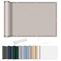 AXT SHADE Balcony Privacy Screen 80 x 600 cm Waterproof Balcony Privacy Protection Opaque Anti-Wind with Holes and Cable Ties for Outdoor Patio Taupe