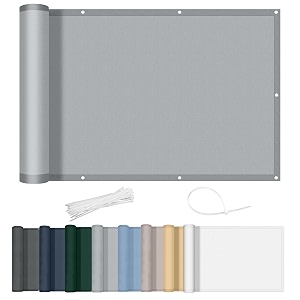 axt shade balcony privacy screen 90 x 900 cm waterproof concealment balcony protection wind and uv protection with cable ties for outdoor terrace - light grey