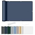 AXT SHADE Privacy Screen Balcony 90 x 500 cm Waterproof Concealment Balcony Wind and UV Protection with Cable Ties for Outdoor Terrace-Dark Blue
