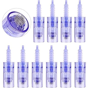 mym derma pen micro needle cartridge for ultima a1a6m5m7n2 derma pen replacement 1236 and nano round microneedle therapy system blue 36 pack of 50
