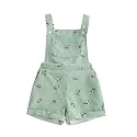 Ayalinggo Toddler Baby Girl Sunflower Print Overalls Shorts with Pocket Suspender Trousers Cute Summer Clothing Outfit