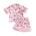 Ayalinggo Toddler Kids Girl Christmas Pajamas Baby Green Satin Silk Button Down Shirts Jammies Xmas Matching Pjs Outfits