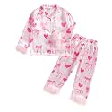 Ayalinggo Toddler Kids Girl Christmas Pajamas Baby Green Satin Silk Button Down Shirts Jammies Xmas Matching Pjs Outfits