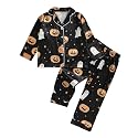 Ayalinggo Toddlers Halloween Pajamas Baby Kids Boy Girl Pumpkin Pajama Set Ghost Pjs Jammies Button Down Lounge Sleepwear