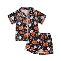 Ayalinggo Toddlers Halloween Pajamas Baby Kids Boy Girl Pumpkin Pajama Set Ghost Pjs Jammies Button Down Lounge Sleepwear