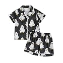 Ayalinggo Toddlers Halloween Pajamas Baby Kids Boy Girl Pumpkin Pajama Set Ghost Pjs Jammies Button Down Lounge Sleepwear
