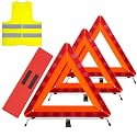 AYKRM 3Pack Car Warning Triangle Heavy Reflective Warning Road Safety Triangle Kit Suitable for car Breakdown and Temporary Parking on the Road.
