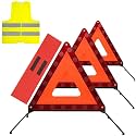 AYKRM 3PACK Car Warning Triangle Heavy Reflective Warning Road Safety Triangle Kit Suitable for car Breakdown and Temporary Parking on the Road.