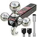 Ayleid Trailer Hitch Tri-Ball Mount with Hook &amp; Pin Balls Sized 1-7/8 , 2 &amp; 2-5/16 inches , Tow Hitch with Anti-Theft Locking Pin, Silver