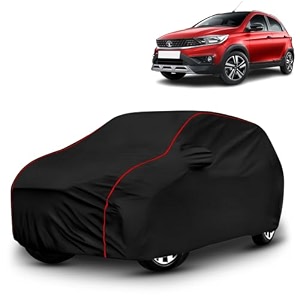 ayshu all-weather resistant car cover compatible with tata tiago nrg  triple-stitched mirror amp antenna pockets with elastic bottom hem amp buckle strap  dustproof uv protection