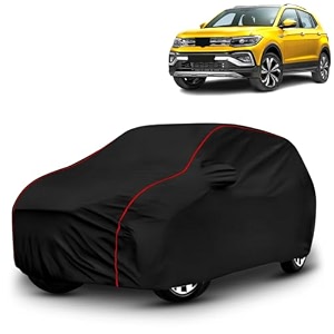 ayshu all-weather resistant car cover compatible with volkswagen taigun  triple-stitched mirror amp antenna pockets with elastic bottom hem amp buckle strap  dustproof uv protection