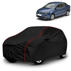 ayshu all-weather resistant car cover compatible with volkswagen ameo  triple-stitched mirror amp antenna pockets with elastic bottom hem amp buckle strap  dustproof uv protection
