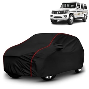 ayshu all-weather resistant car cover compatible with mahindra bolero  triple-stitched mirror amp antenna pockets with elastic bottom hem amp buckle strap  dustproof uv protection
