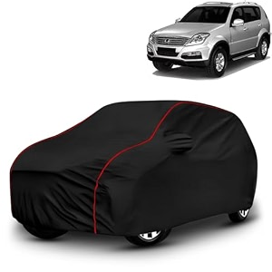 ayshu all-weather resistant car cover compatible with ssangyong rexton  triple-stitched mirror amp antenna pockets with elastic bottom hem amp buckle strap  dustproof uv protection