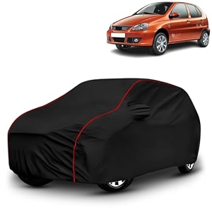 ayshu all-weather resistant car cover compatible with tata indica ev2  triple-stitched mirror amp antenna pockets with elastic bottom hem amp buckle strap  dustproof uv protection
