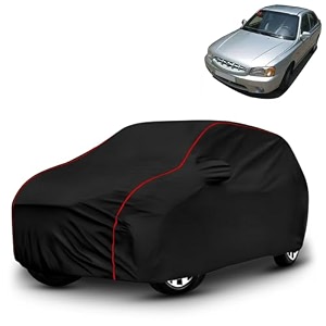 ayshu all-weather resistant car cover compatible with hyundai accent viva  triple-stitched mirror amp antenna pockets with elastic bottom hem amp buckle strap  dustproof uv protection