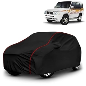 ayshu all-weather resistant car cover compatible with tata sumo  triple-stitched mirror amp antenna pockets with elastic bottom hem amp buckle strap  dustproof uv protection