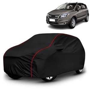 ayshu all-weather resistant car cover compatible with chevrolet sail hatchback  triple-stitched mirror amp antenna pockets with elastic bottom hem amp buckle strap  dustproof uv protection