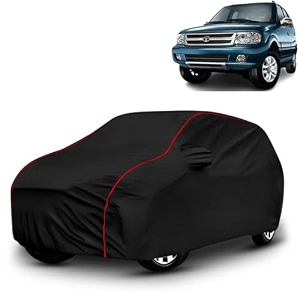 ayshu all-weather resistant car cover compatible with tata safari dicor  triple-stitched mirror amp antenna pockets with elastic bottom hem amp buckle strap  dustproof uv protection