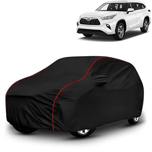 ayshu all-weather resistant car cover compatible with toyota highlander  triple-stitched mirror amp antenna pockets with elastic bottom hem amp buckle strap  dustproof uv protection