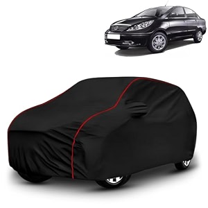 ayshu all-weather resistant car cover compatible with tata manza 2011-2015  triple-stitched mirror amp antenna pockets with elastic bottom hem amp buckle strap  dustproof uv protection