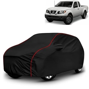 ayshu all-weather resistant car cover compatible with nissan frontier  triple-stitched mirror amp antenna pockets with elastic bottom hem amp buckle strap  dustproof uv protection