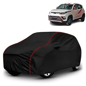 ayshu all-weather resistant car cover compatible with mahindra kuv100 nxt  triple-stitched mirror amp antenna pockets with elastic bottom hem amp buckle strap  dustproof uv protection