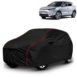 ayshu all-weather resistant car cover compatible with ssangyong tivoli  triple-stitched mirror amp antenna pockets with elastic bottom hem amp buckle strap  dustproof uv protection