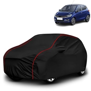 ayshu all-weather resistant car cover compatible with tata tiago 2020  triple-stitched mirror amp antenna pockets with elastic bottom hem amp buckle strap  dustproof uv protection